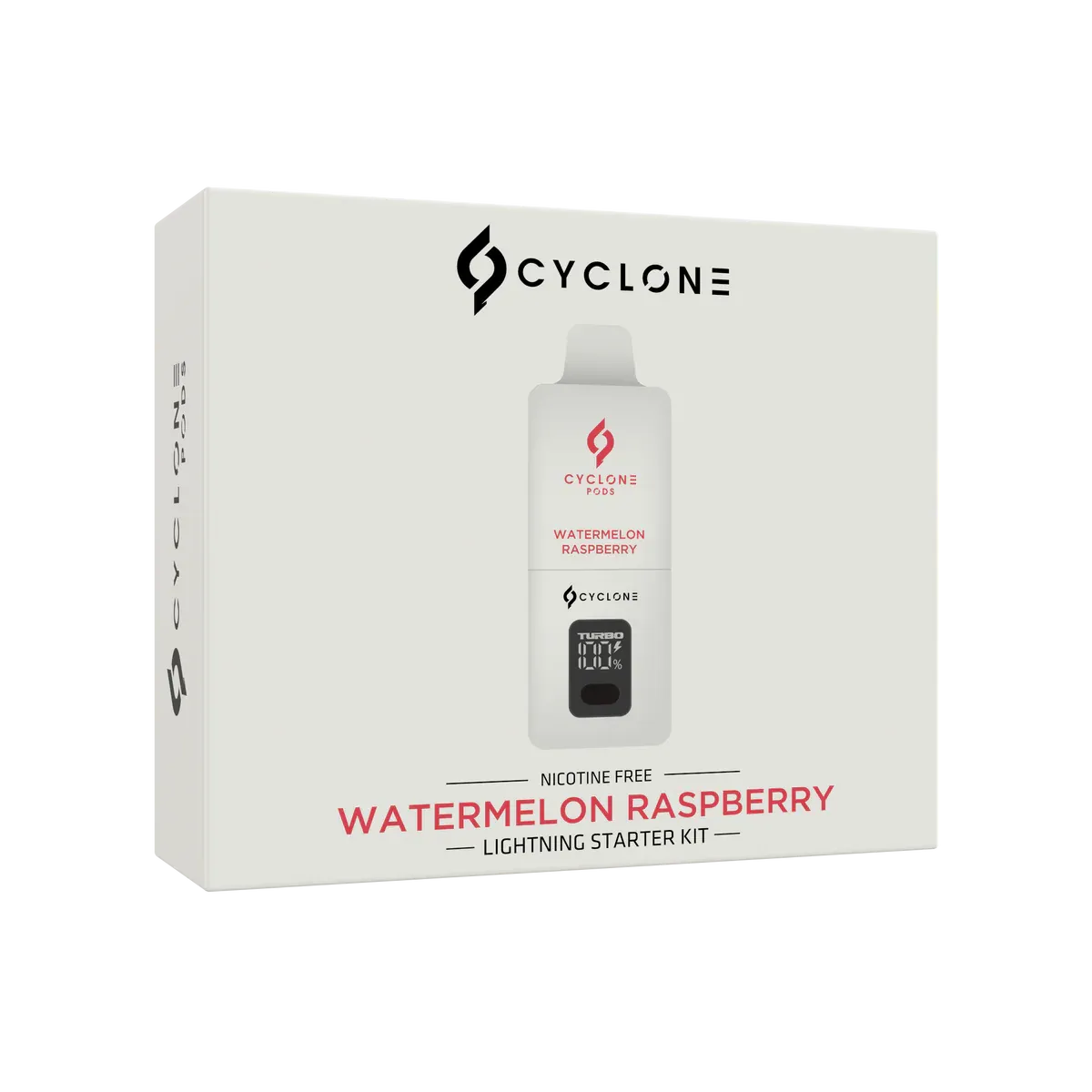 Cyclone Lightning nicotine-free vape kit in Watermelon Raspberry