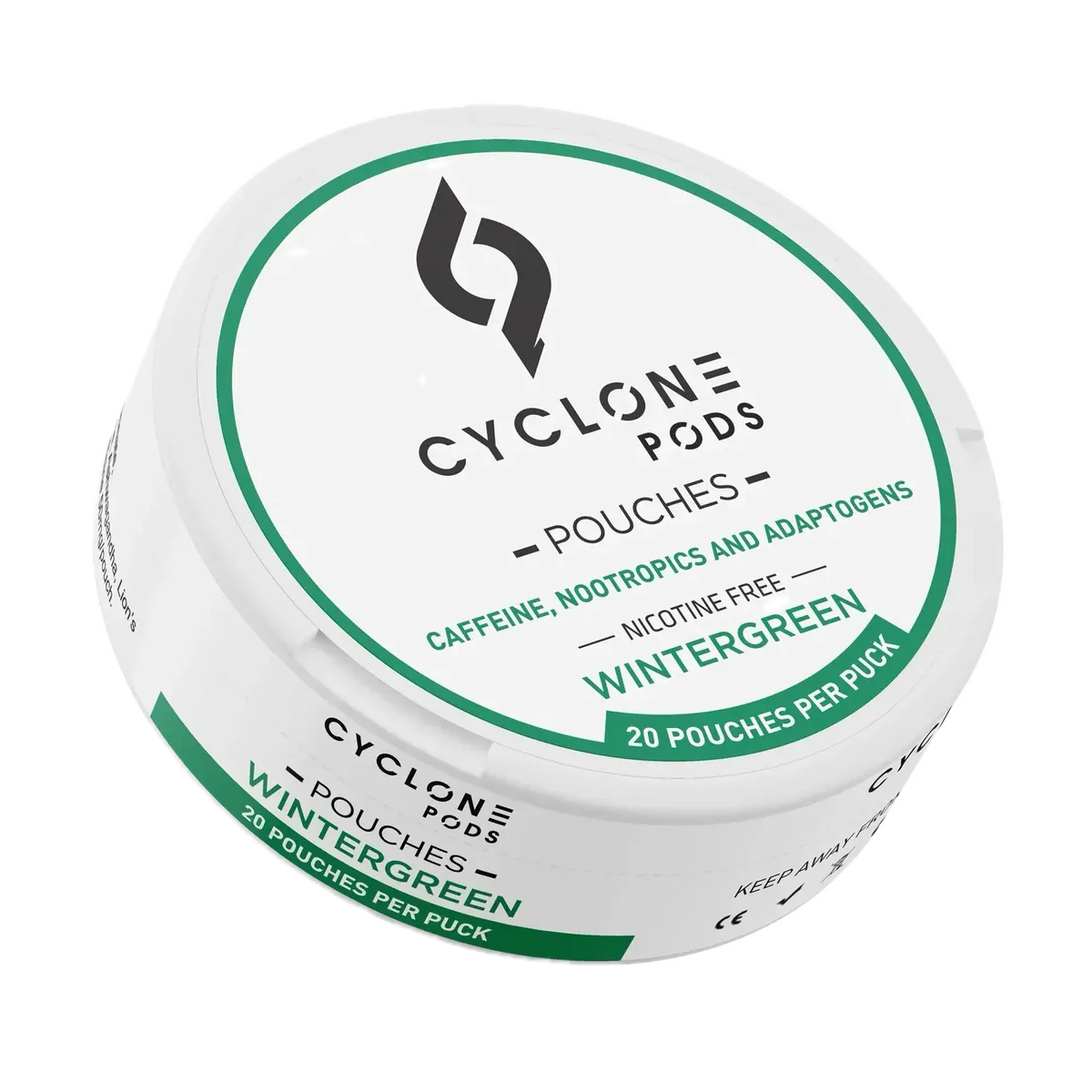 Cyclone Pods Focus Pouches Wintergreen nicotine-free adaptogen pouches for oral fixation